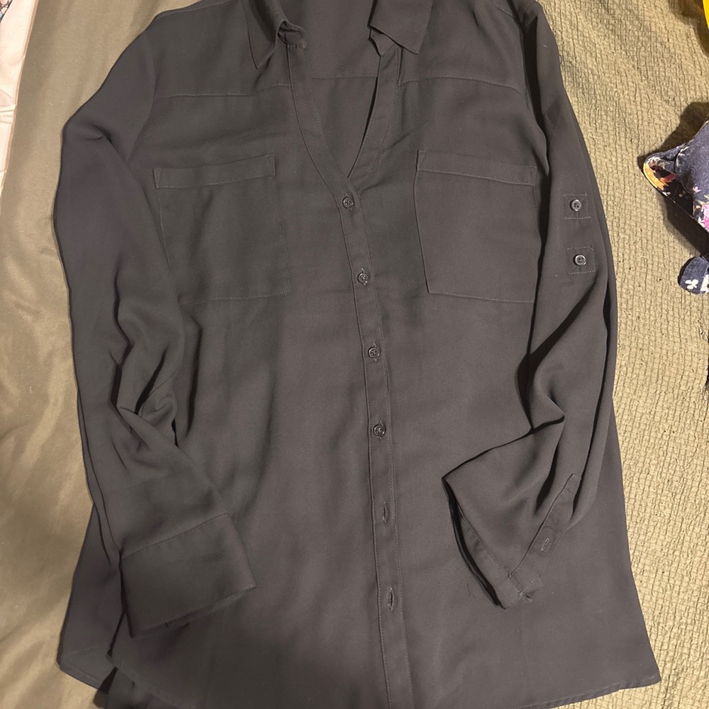 Express Black Button-Down Blouse